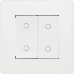 British General Evolve 2-Gang 2-Way LED Double Secondary Touch Trailing Edge Dimmer Switch Pearlescent White with White Inserts -White Switches & Sockets Sales Store 911PY A2