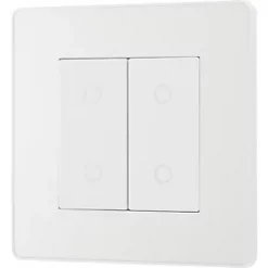 British General Evolve 2-Gang 2-Way LED Double Secondary Touch Trailing Edge Dimmer Switch Pearlescent White with White Inserts -White Switches & Sockets Sales Store 911PY A3