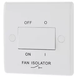 British General Fan Switch 10A 1-Gang 3-Pole Fan Isolator Switch White