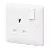 MK Base 13A 1-Gang SP Switched Socket White with White Inserts