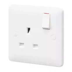 MK Base 13A 1-Gang SP Switched Socket White with White Inserts