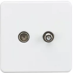 Knightsbridge SF0140MW Isolated Coaxial TV & F-Type Satellite Socket Matt White
