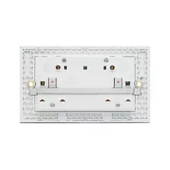 Retrotouch Crystal 13A 2-Gang DP Switched Plug Socket White Glass -White Switches & Sockets Sales Store 9689J A4