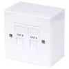 Philex Cat 6 2 Port Double RJ45 Ethernet Socket White