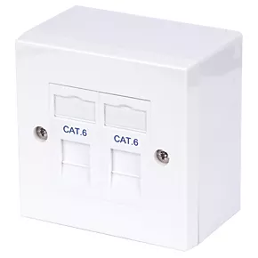Philex Cat 6 2 Port Double RJ45 Ethernet Socket White 1 Philex Cat 6 2 Port Double RJ45 Ethernet Socket White