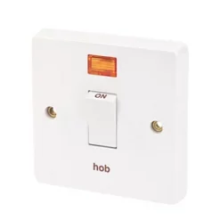 Crabtree Capital 20A 1-Gang DP Hob Switch White with Neon