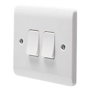 Crabtree Instinct 10AX 2-Gang 2-Way Light Switch White 1 Crabtree Instinct 10AX 2-Gang 2-Way Light Switch White